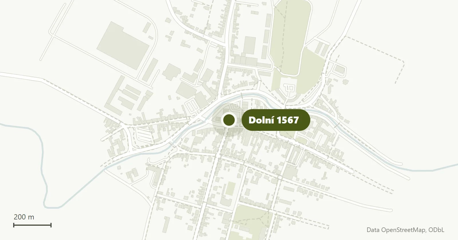 Mapa okolí, Dolní 1567, Bystřice pod Hostýnem