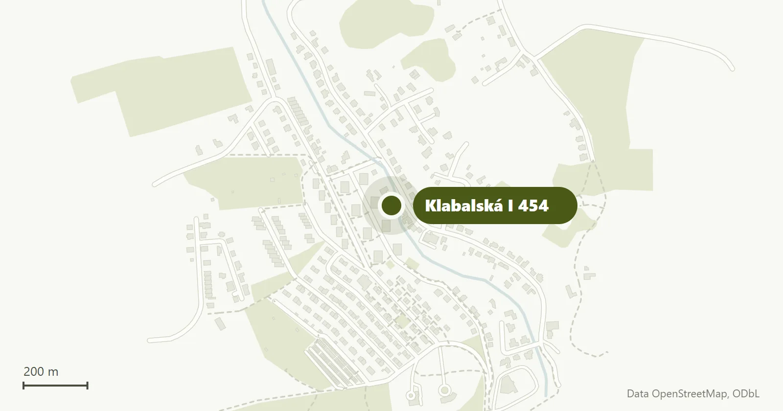 Mapa okolí, Klabalská I 454, Zlín